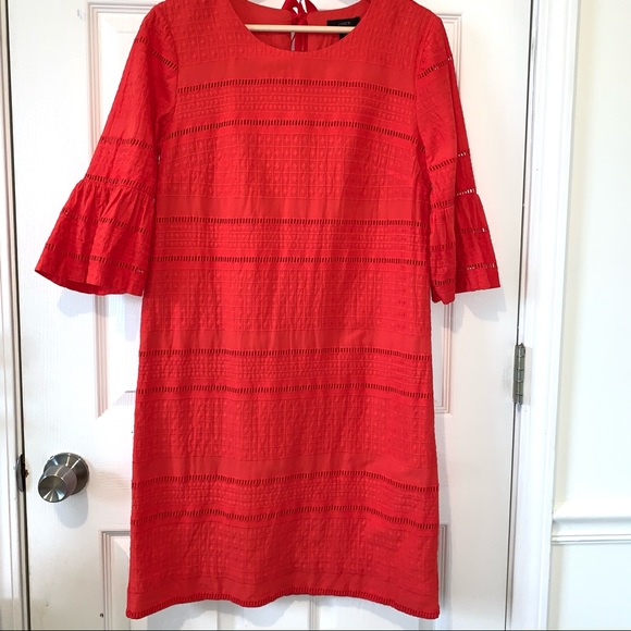 J.Crew Flutter-Sleeve Bright Orange Dress Size 2 - Picture 4 of 10
